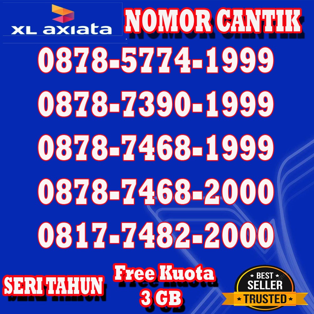 Kartu Perdana XL Prabayar Nomor Cantik Serie Tahun 1999 & 2000