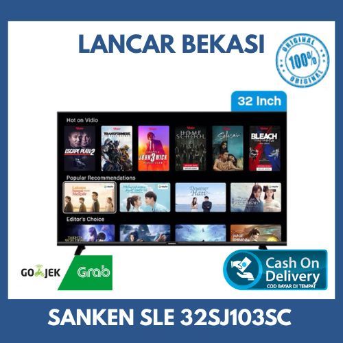 SANKEN SLE 32SJ103SC Digital DVB-T2 Smart TV HD Ready Wifi HDMI (32 Inch) - 100% ORI