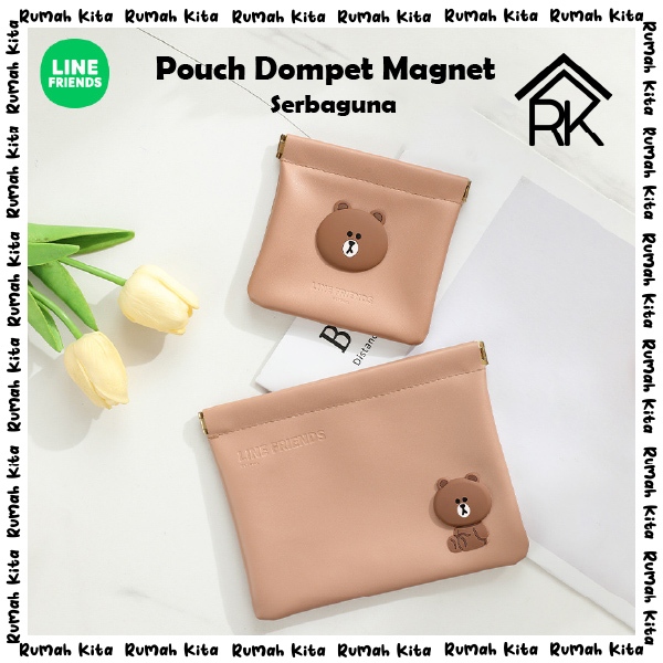 LINE - 1 SET ISI 2 UKURAN DOMPET KOIN PENUTUP OTOMATIS MAGNET POUCH COIN KECIL SERBAGUNA