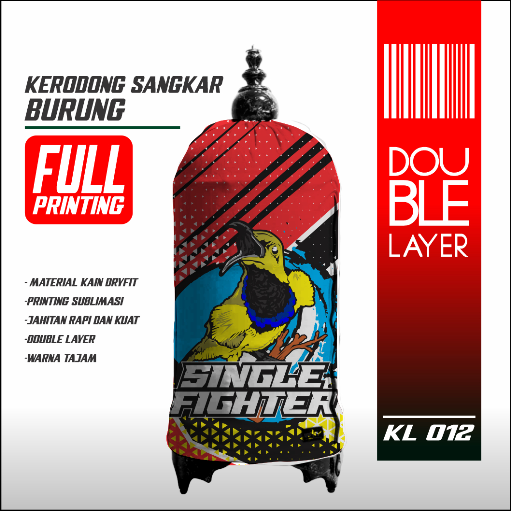Krodong Lovebird Kapsul Sogon Konin Double Layer Dry Fit Full Printing Premium