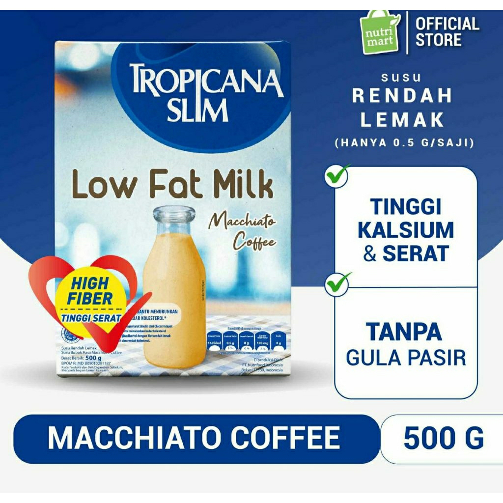 Tropicana Slim Susu Low Fat Vanilla Rendah Lemak Tanpa Gula Tinggi Serat Kalsium Cocok untuk Diet da
