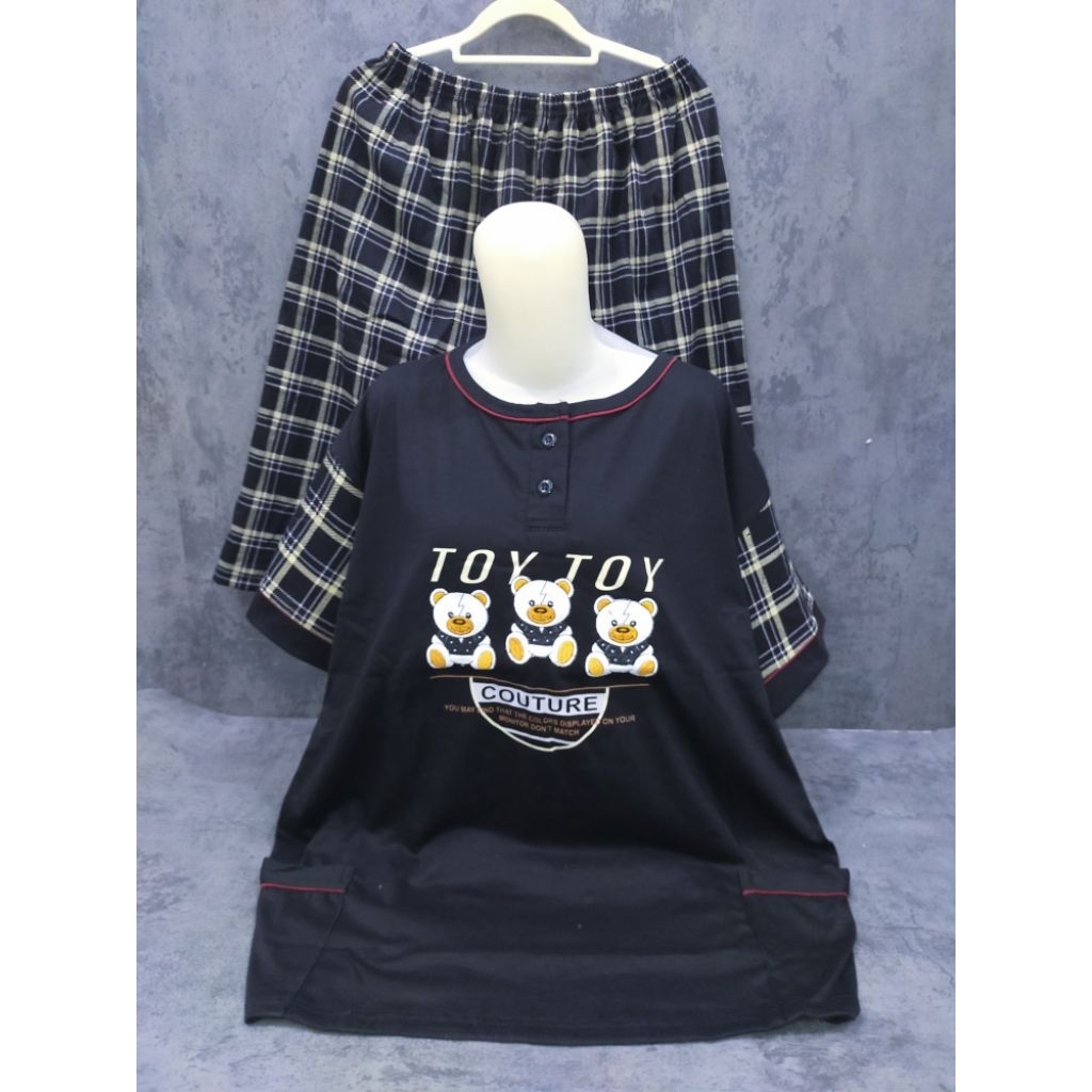 baju tidur kulot super jumbo Tessa Ld 124 / 3/4 super jumbo