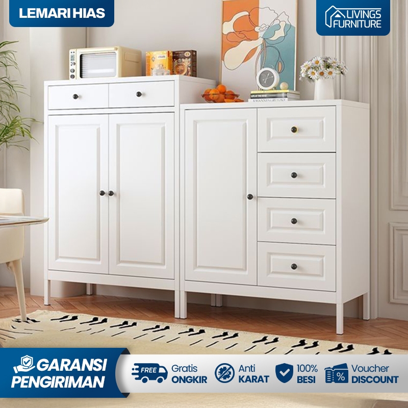 Lemari Besi Cabinet Lemari Hias Pajangan Ruang Tamu Bufet Ruang Tamu Aesthetic Minimalis Full Besi