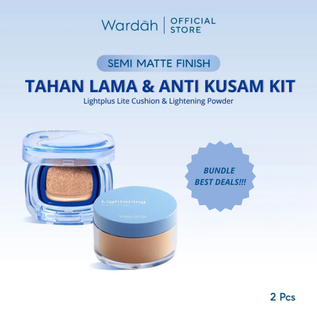 WARDAH Paket Make Up Flawless Bebas Kilap | Tahan Lama & Anti Kusam | Light+ Lite Skin Filter Cushio