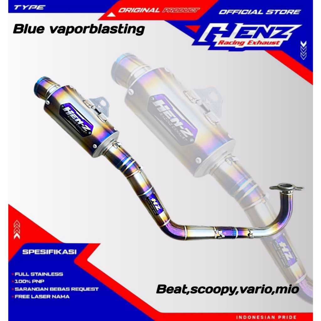 Kenalpot all matic Blue vaporblasting Henz racing exhaust