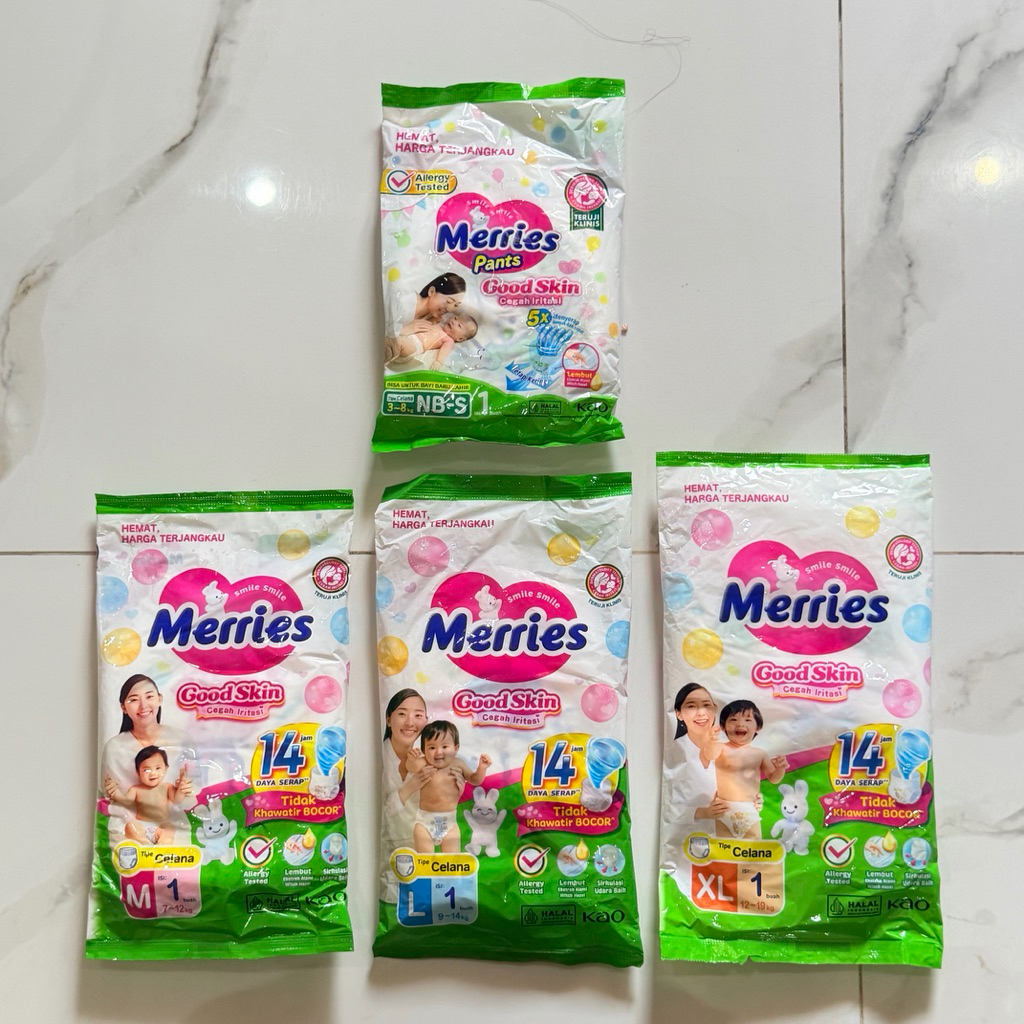 Merries Pampers Sachet Isi 1 pcs ukuran NB-S, M, L,XL