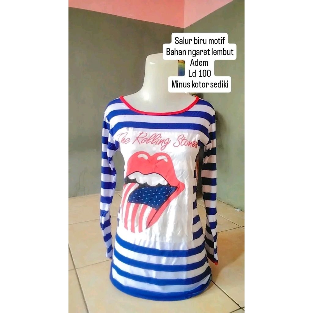 atasan salur biru