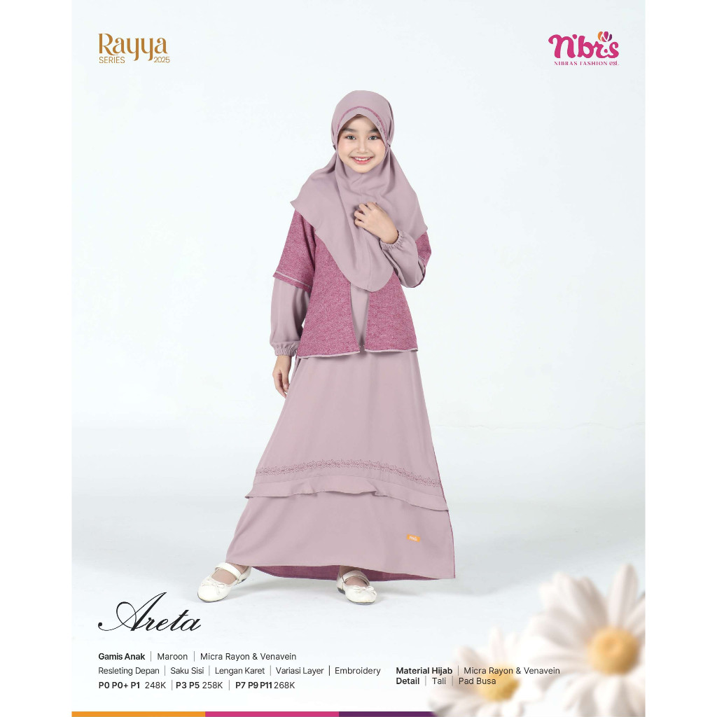 Nibras Gamis Anak Areta Dress Anak Perempuan Setelan Pakaian Muslim Anak