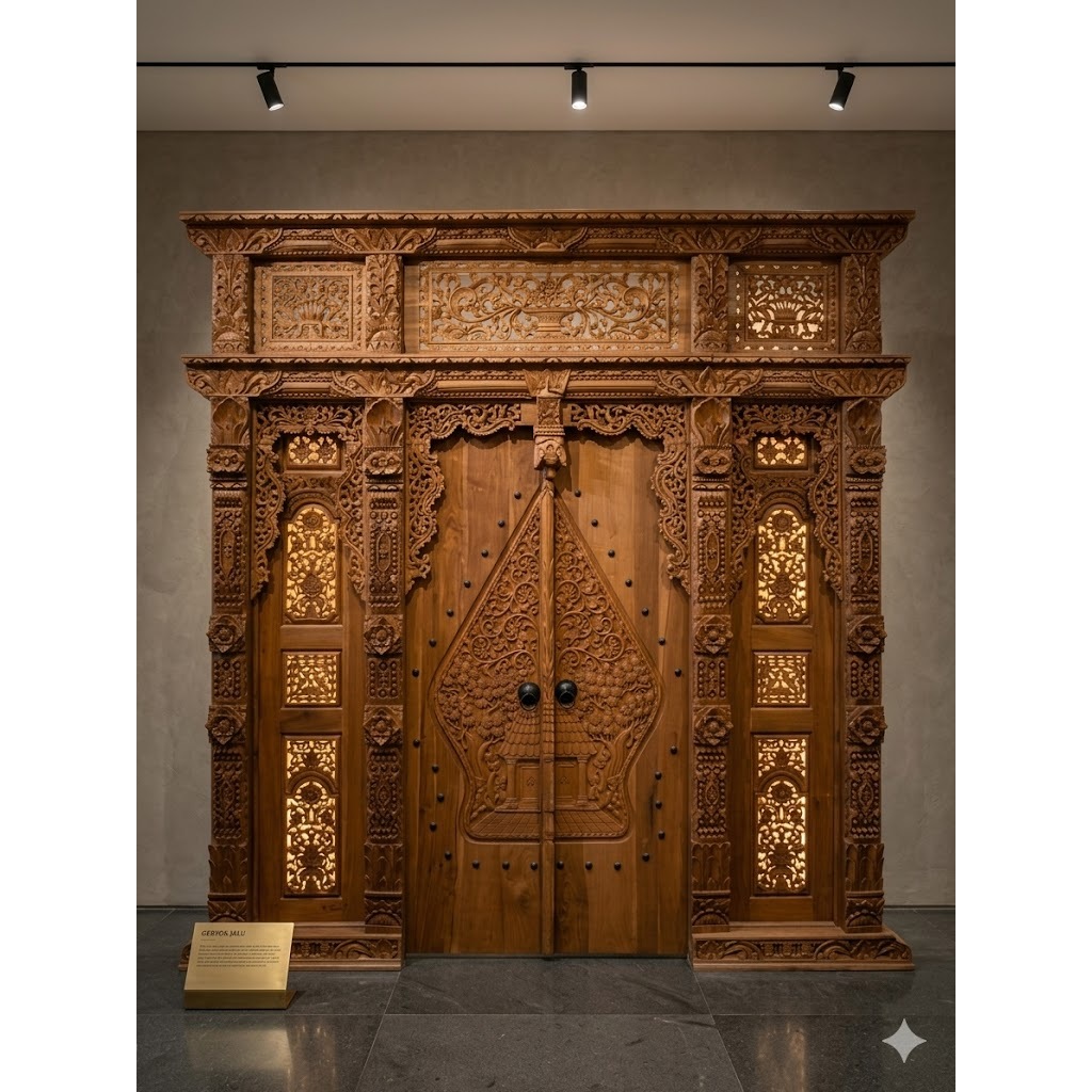 Pintu Gebyok Klasik Modern | Gebyok Ukir Jepara | Pintu Motif Kelir Wayang | Pintu Ukiran Wayang