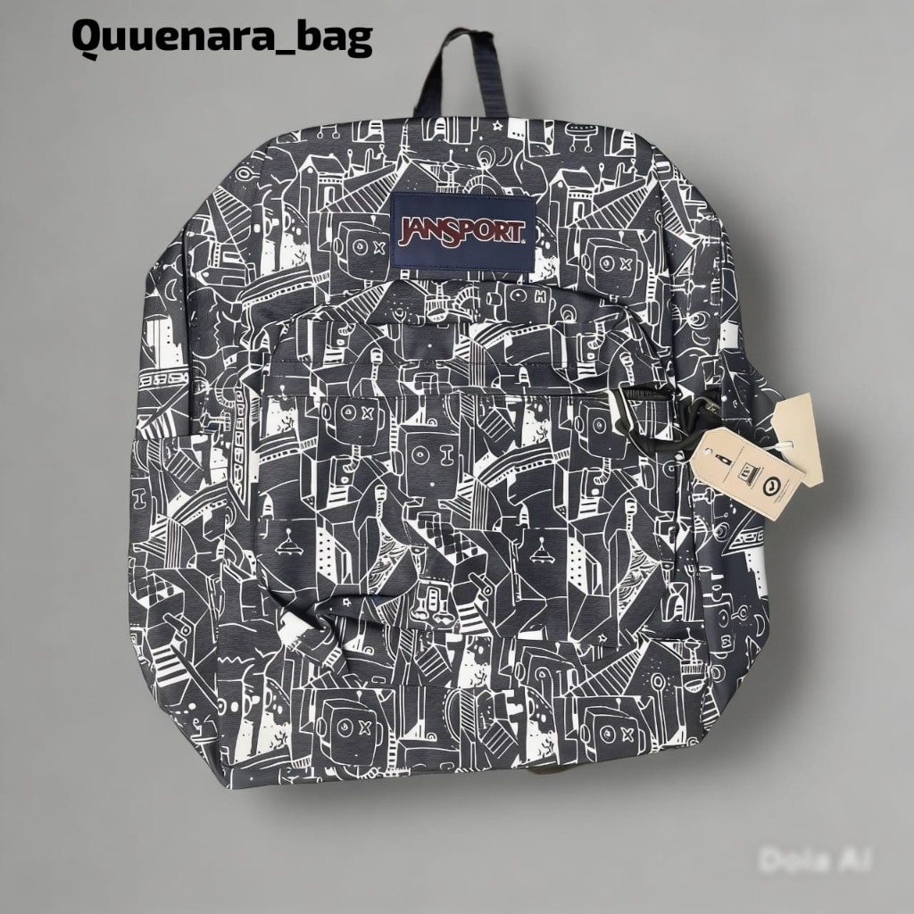 tas js PREMIUM motif abstrak robot tas sekoalah / ransel pria wanita bagpack