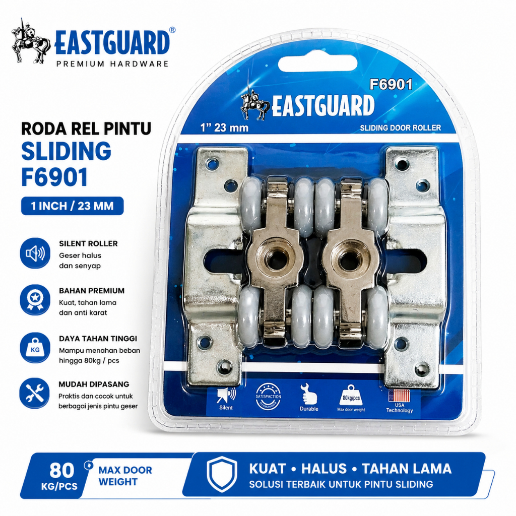 Roda Rel Pintu Geser Sliding 23mm Lengkap