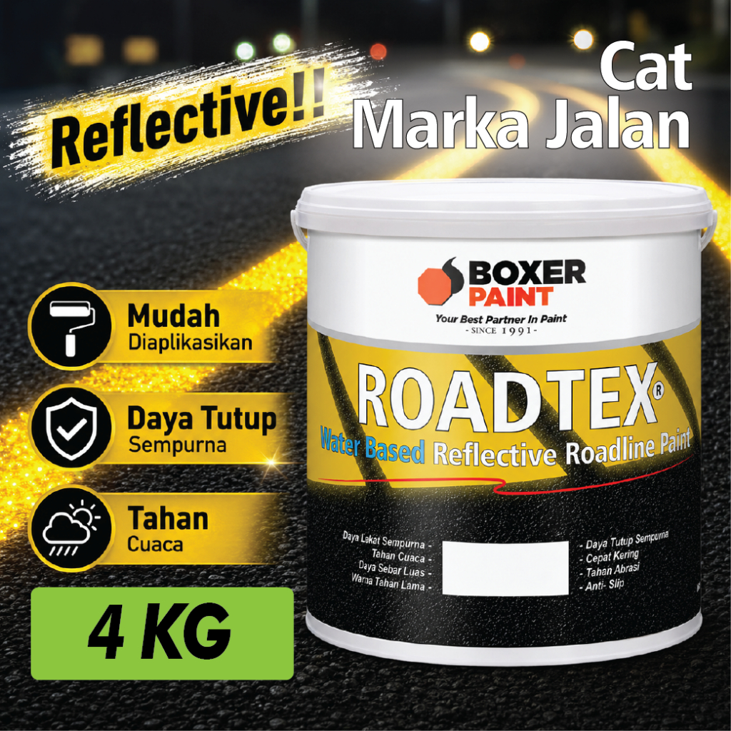 (20 KG) ROADTEX Water Based Reflective Roadline Paint Cat Marka Jalan Reflektif