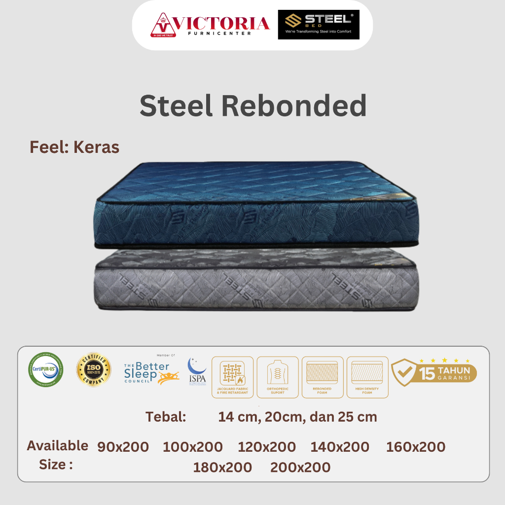 Steel Rebonded T14cm 180 x 200 180x200 Kasur Saja Mattres Only