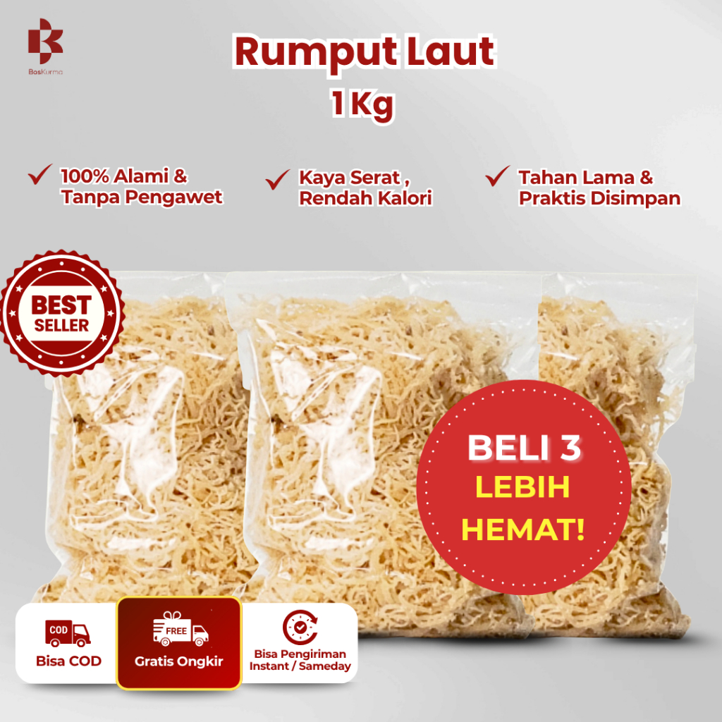 Rumput Laut Kering Kemasan 1 Kg - Original Seaweed Spinosum