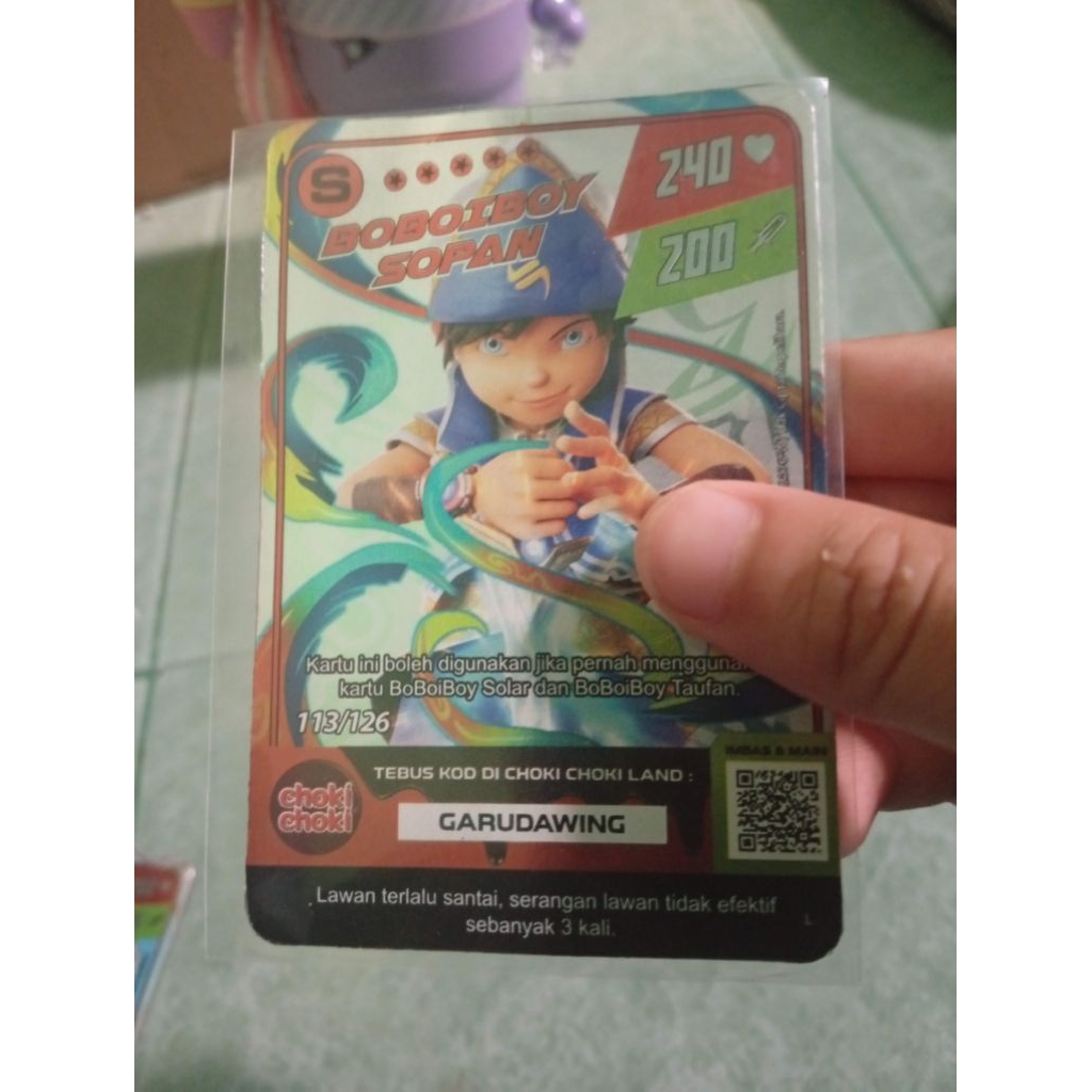 kartu foil boboiboy choki-choki