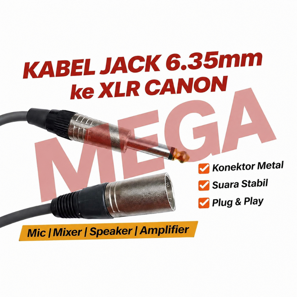 Kabel Jack 6.35mm Male ke XLR male | Converter Audio Mic Speaker Mixer Amplifier | Kabel Jack Besar 