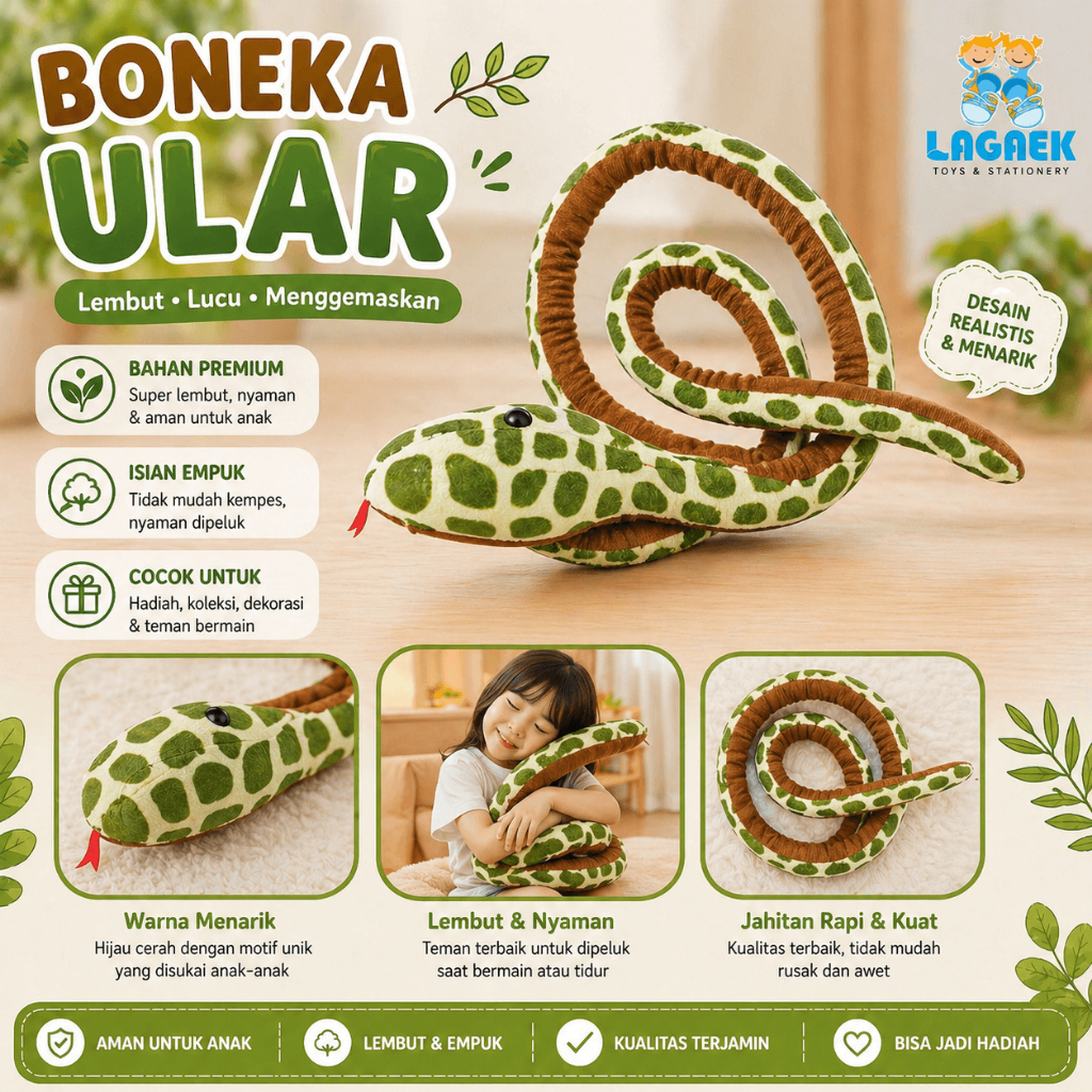 Boneka Ular Ularan Mainan Anak Edukasi -  Boneka ULAR - Boneka Anak - Mainan Anak - Dolls - Toys - B