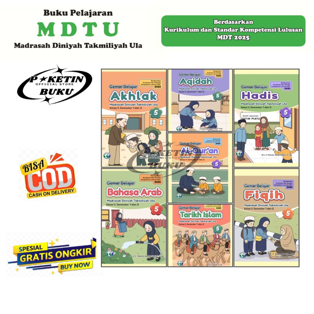 Buku MDTU- 1 Paket 7 Mapel Buku MDTA Kelas 5 Penerbit Rizky Terbaru Berdasarkan Kurikulum Kompetensi