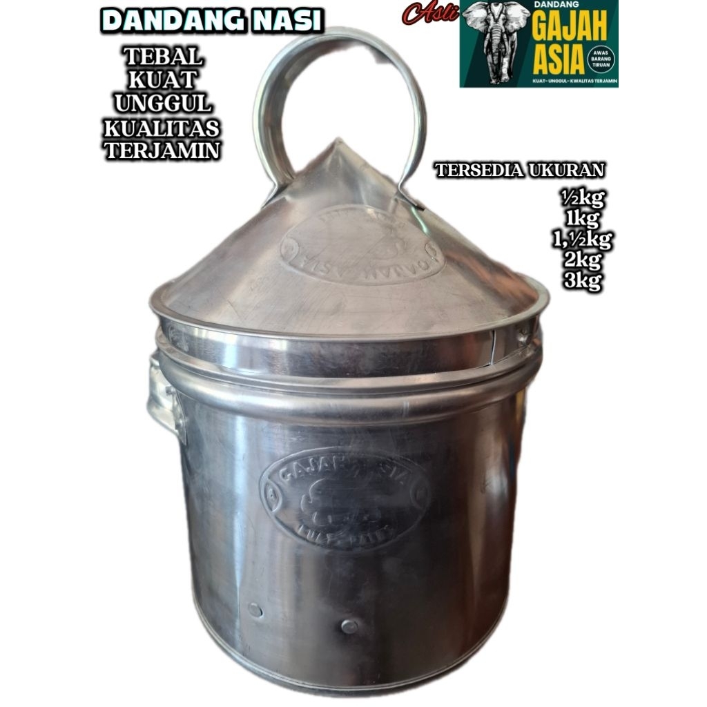 DANDANG NASI ALUMINIUM 2KG / DANDANG KUKUS TEBAL KUAT  2KG / SABLUKAN NASI  2KG