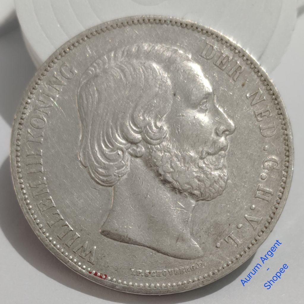 W2.5G.5-- 1 PC KOIN PERAK KUNO ASLI 2.5 GULDEN WILLEM III KONING TH 1873. -- SILVER COIN --