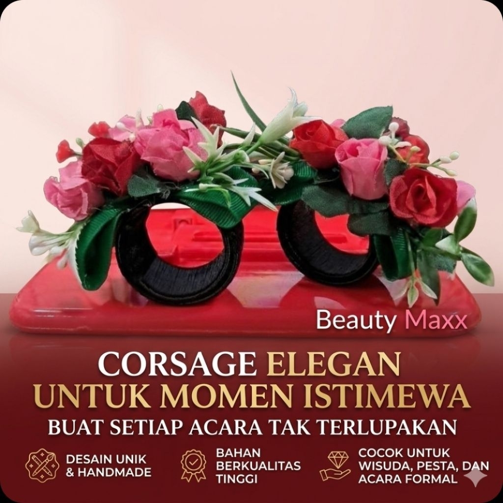 [ORIGINAL] Hiasan Rambut Kuntum Bunga Mawar / Aksesoris Rambut Bunga Mawar / Ikat Rambut Bunga Rose
