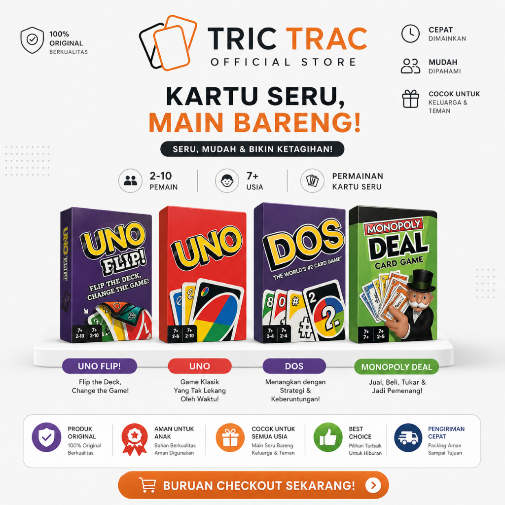 Mainan Kartu UNO Original Premium Bahan Tebal DOS Monopoly Deal UNO Flip Original | Permainan Keluar