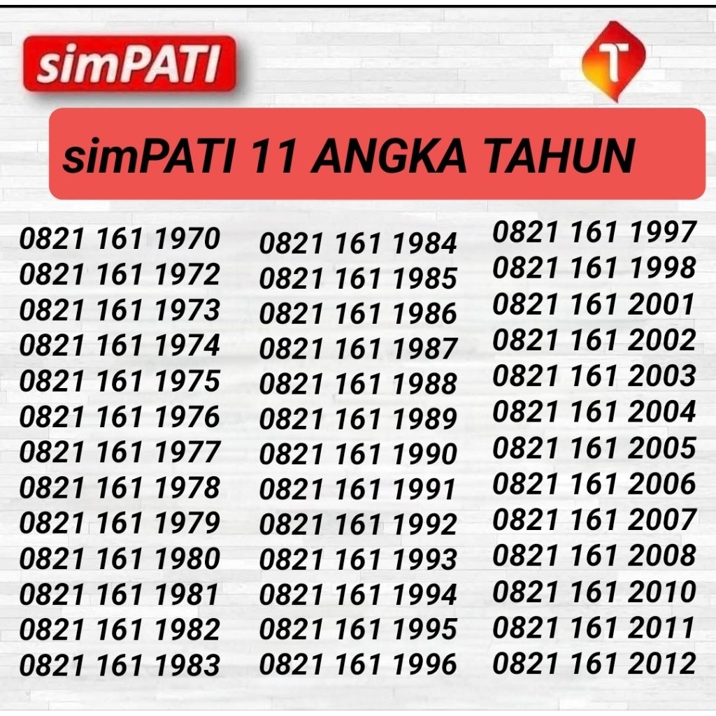 NOMOR CANTIK TELKOMSEL SERI TAHUN 161 NOMOR CANTIK SIMPATI 11 DIGIT