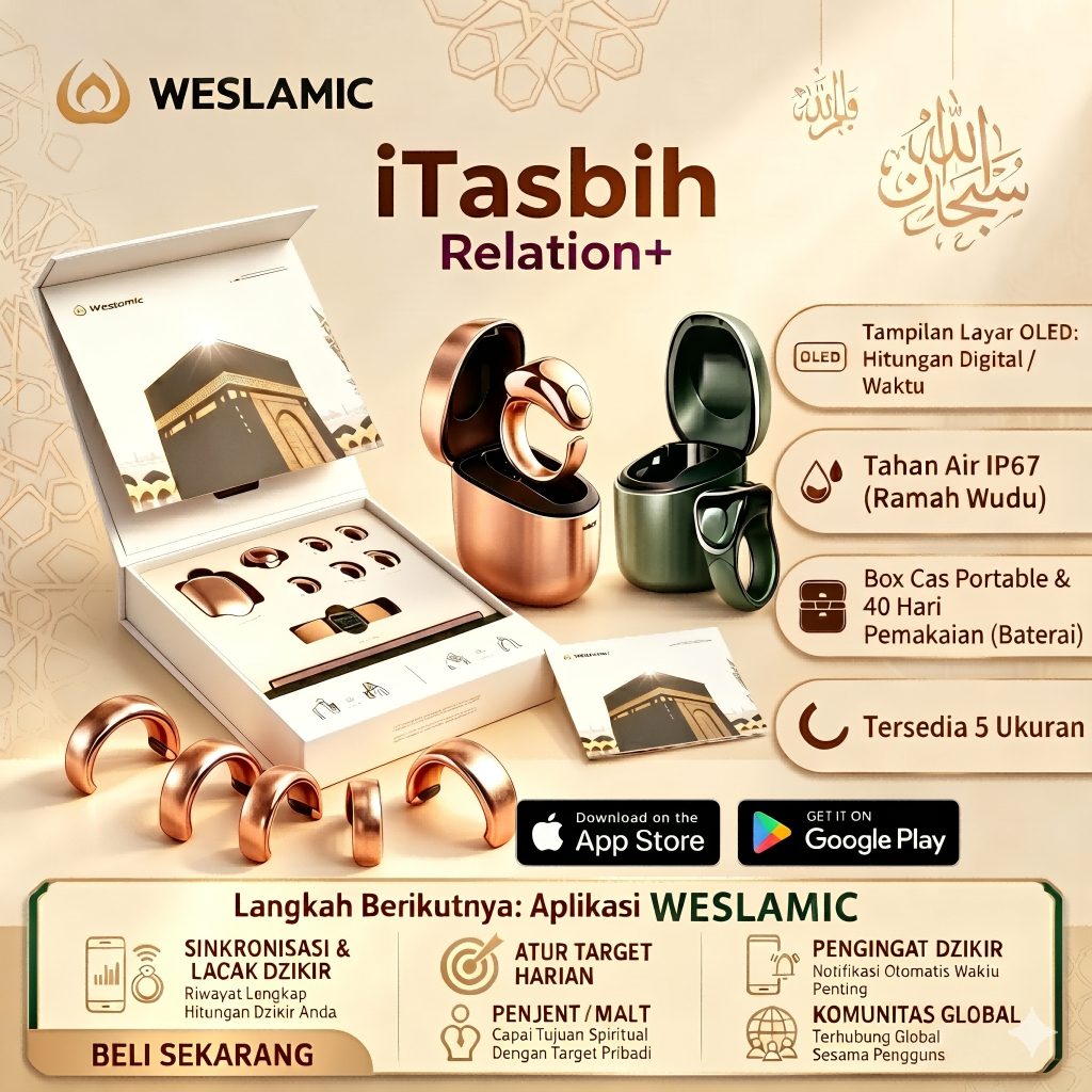 WESLAMIC iTasbih relation/relation+ Zikr Ring tasbin digital smart tasbih Smart Ring cincin tasbih d
