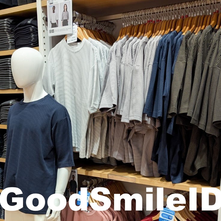 NEW Men AIRism Katun T-Shirt Oversize Garis Uniqlo U Kaos Oversized Pria Wanita Unisex JASTIP