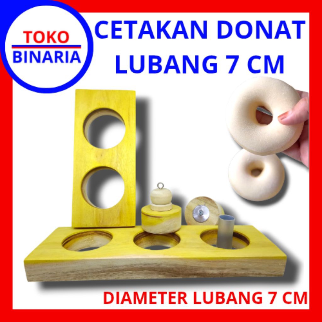 CETAKAN DONAT KAYU SET 7 CM ISI 1 2 3 LUBANG + PEMBOLONG - DONAT BULAT ALAT DONAT KENTANG GORENG