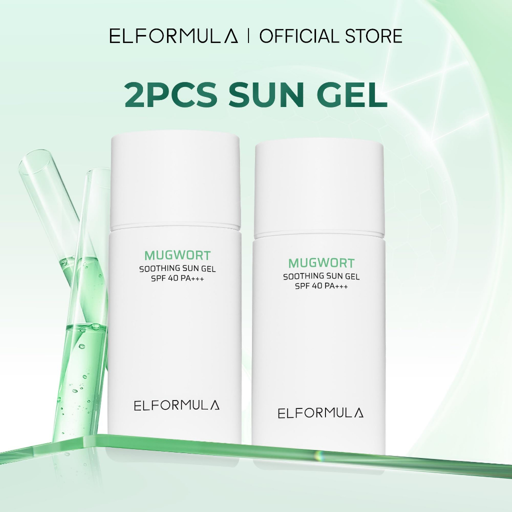 ELFORMULA Bundle 2pcs Mugwort Soothing Sun Gel SPF 40 PA+++ - Sunscreen Gel Transparan dengan Panthe