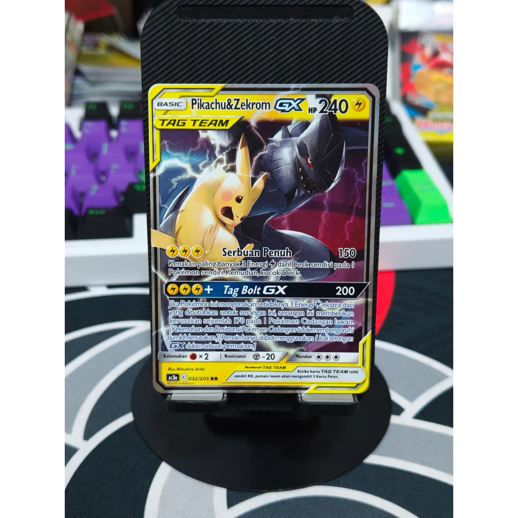 Kartu Pokemon Zekrom & Pikachu GX Tag Team