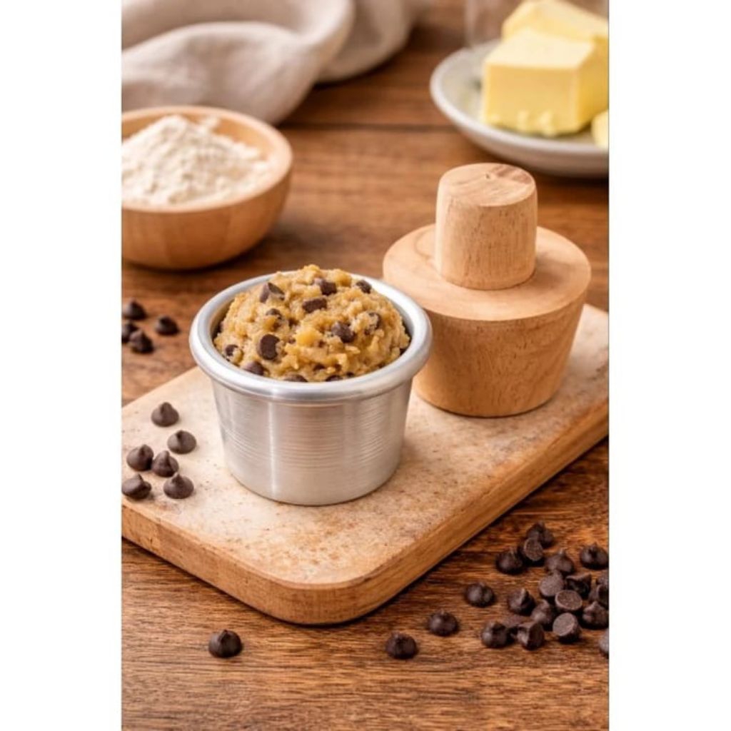 Cetakan Cookie Shot Alumunium 6cm + Penekan Kayu / Alat Cetak Dessert