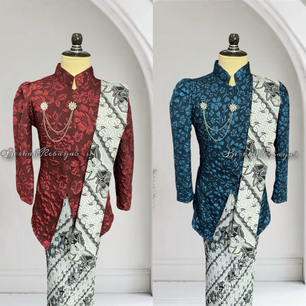 Setelan Kebaya Janggan Anak + Selendang + Jarik Motif Kusumo Putih