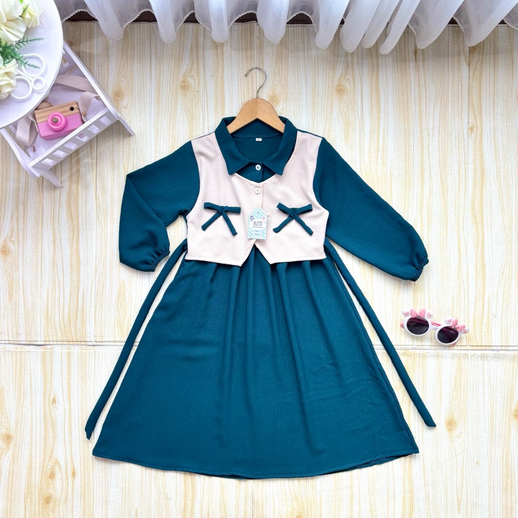 Baju Gamis Anak Perempuan Usia 1-12 Tahun Crinkle Airflow Dress Muslim Cewek