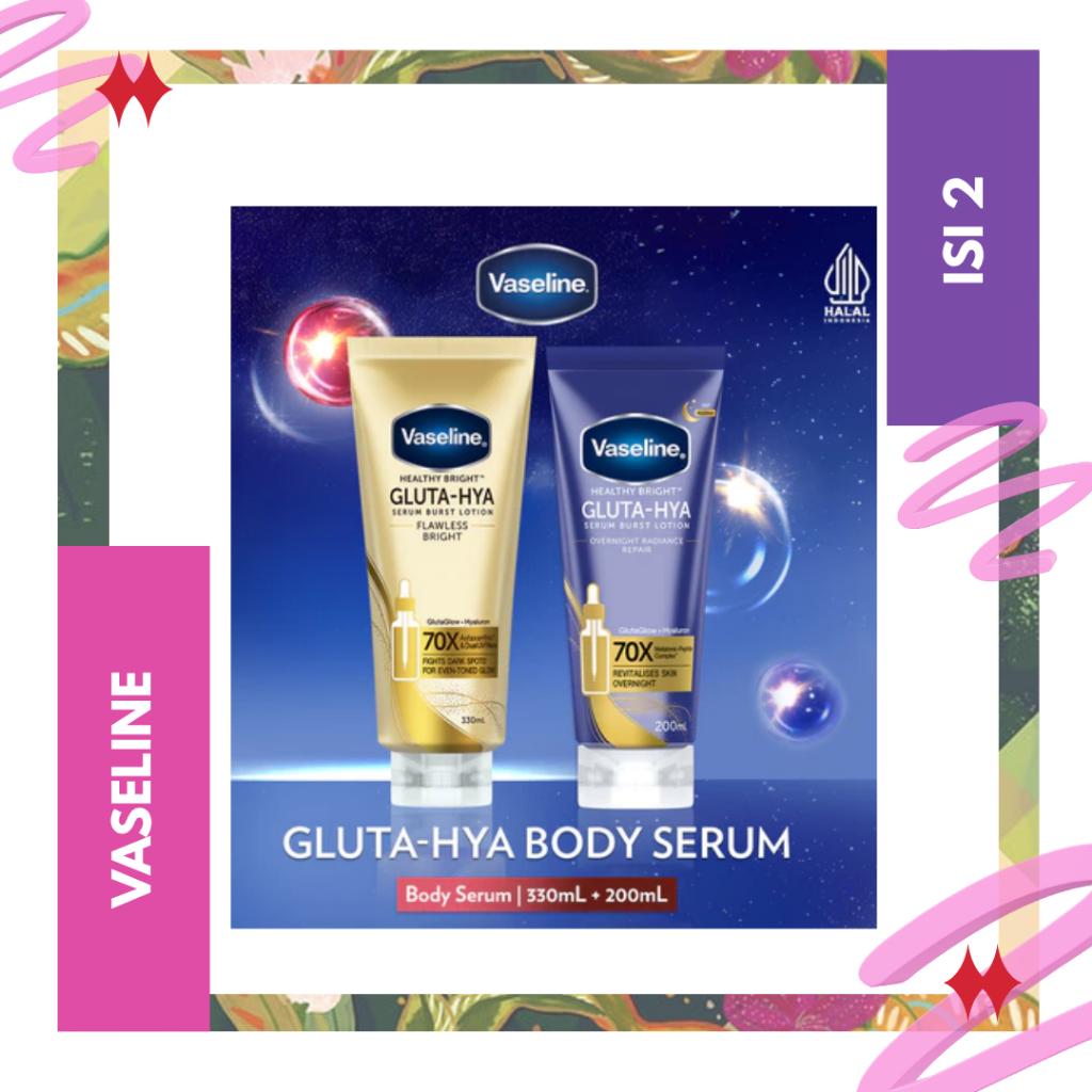 Vaseline Gluta Hya Flawless Bright 330ml + Vaseline Gluta Hya Overnight 200ml