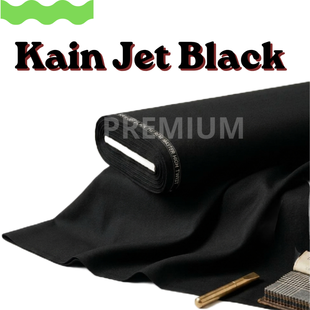 BAHAN KAIN JET BLACK bahan celana jas premium