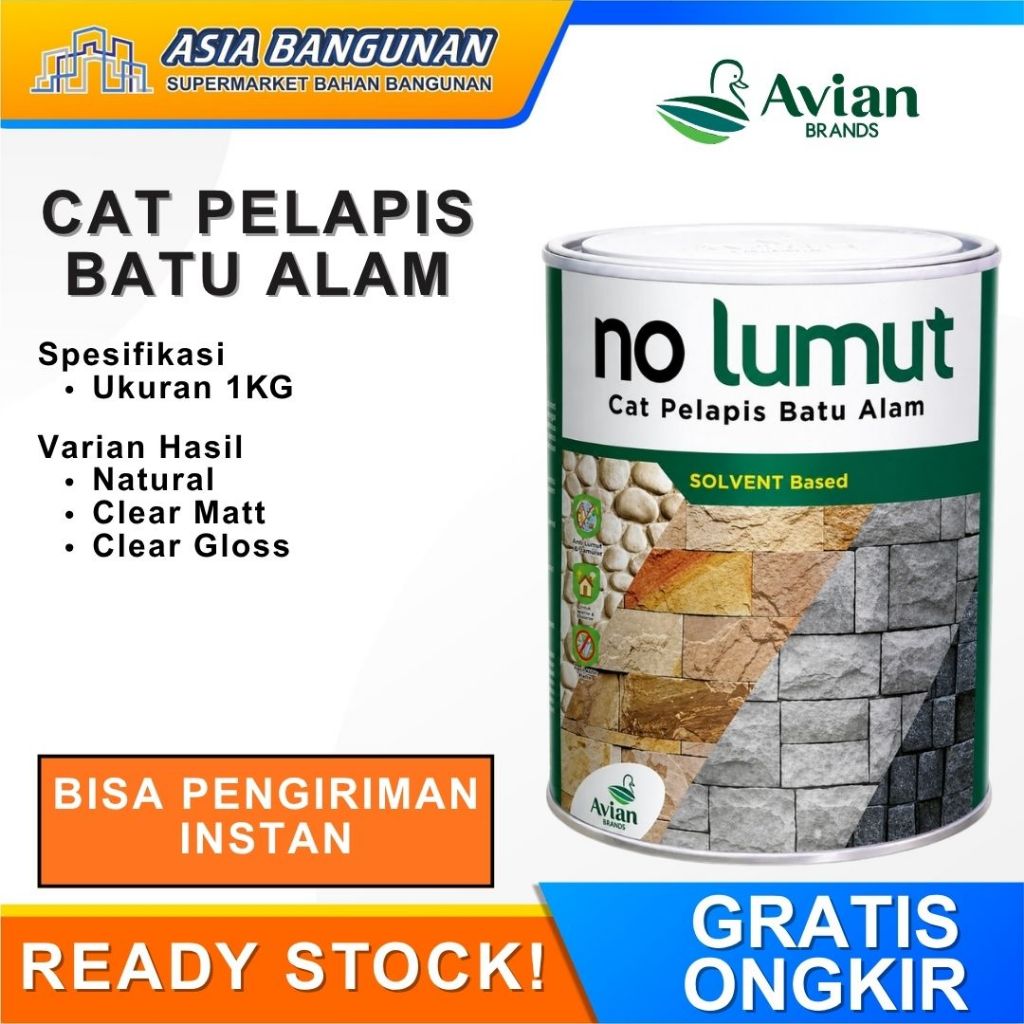 Cat Pelapis Batu Alam 1KG Cat Vernish Coanting Pelapis Batu Alam Avian No Lumut