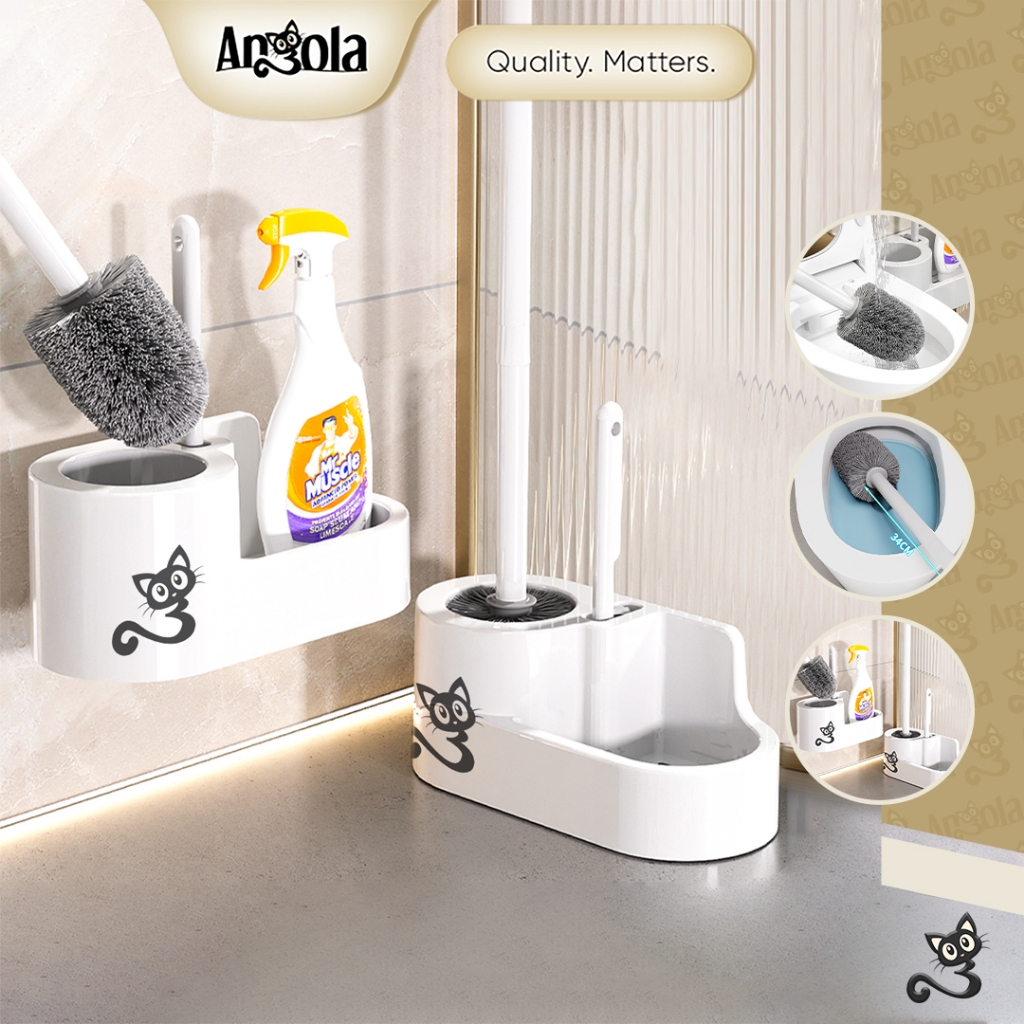 ANGOLA Sikat WC Toilet Kloset Duduk /Jongkok 2IN1 D59A Sikat Pembersih Toilet / Toilet Brush / Sikat WC