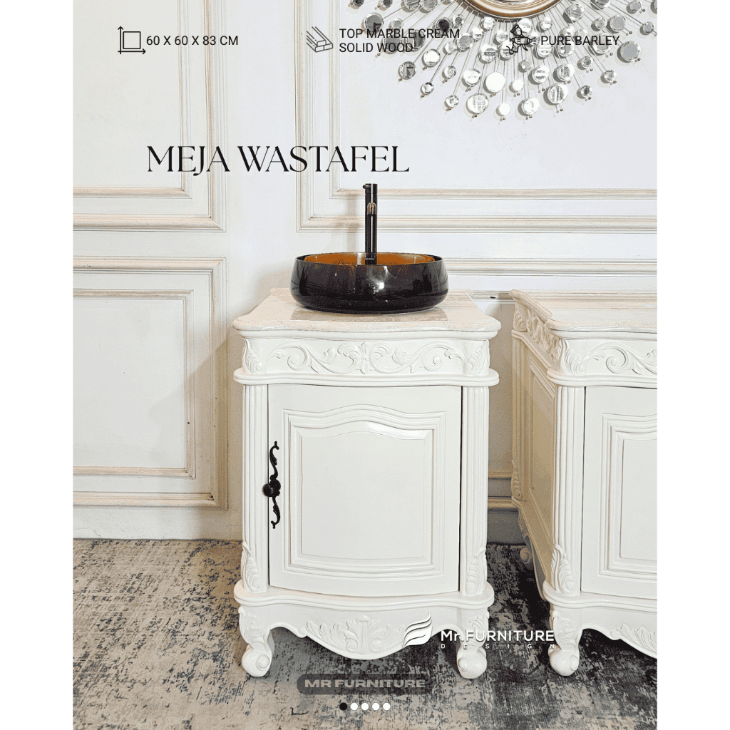 meja nakas wastafel top marmer krem