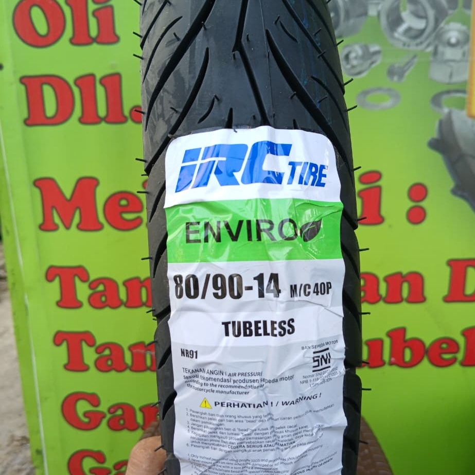 IRC ENVIRO Ban Luar Motor Metik Ring 14 80/90 Tubeless Depan Beat Vario 125