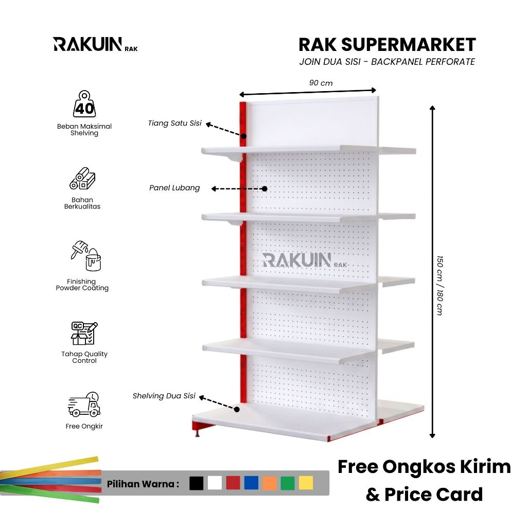 Rak Konektor Dua Sisi Panel Lubang / Double Join Backpanel Perforate / Untuk Supermarket dan Minimar