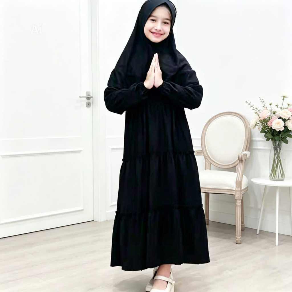 Gamis Anak Perempuan Modern 2025 Ufairah Series Baju Dress Busana Muslim Anak Gamis Remaja Gamis Tan