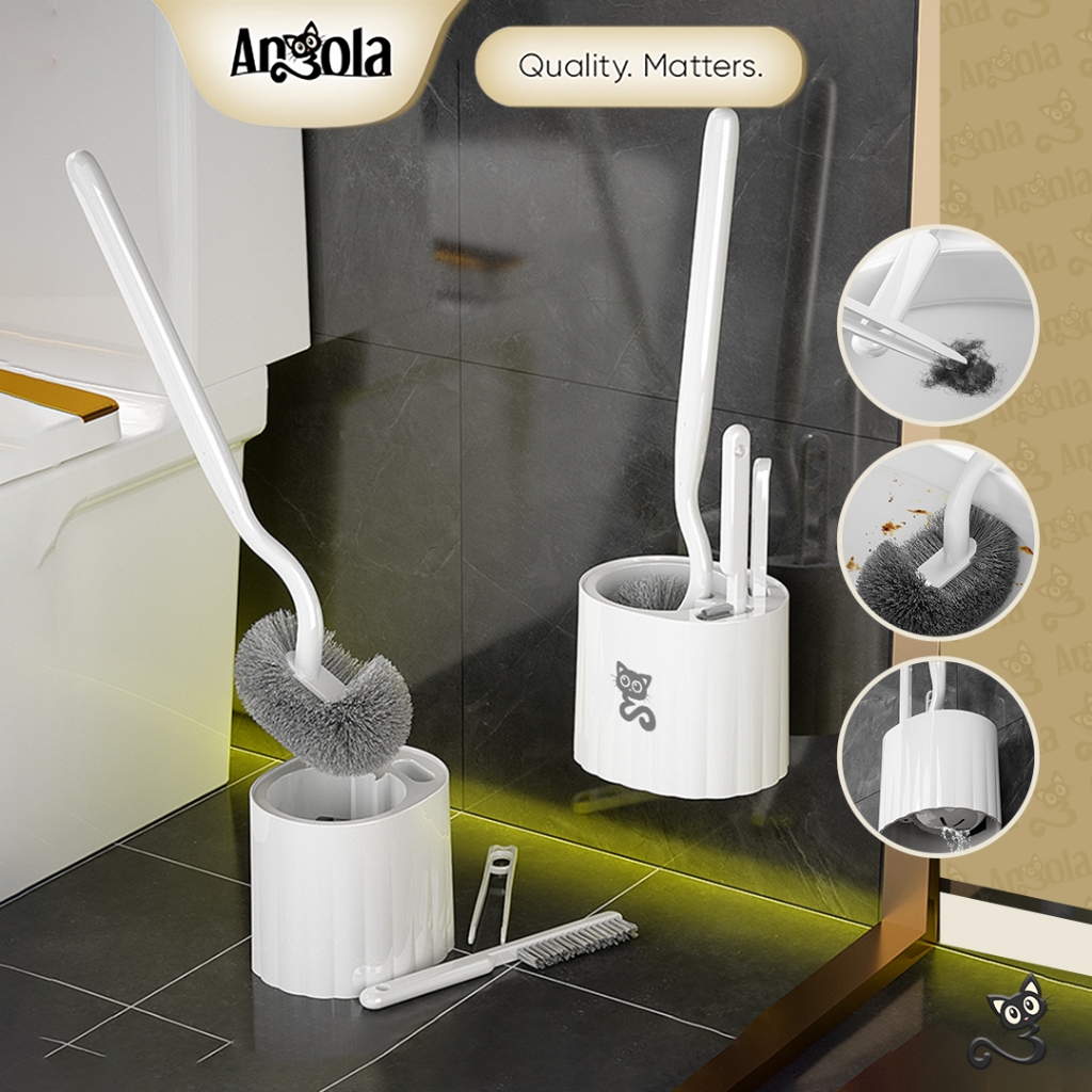 ANGOLA Sikat Pembersih WC Toilet 3in1 D47A / Toilet Brush / Sikat WC Sikat Kloset Duduk/Jongkok 3IN1