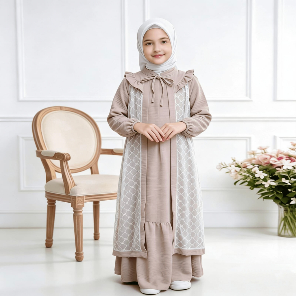 Gamis Anak Perempuan Salsa Dress Motif Brukat Baju Muslim Anak Tanggung Kekinian Salima Fashionshop 