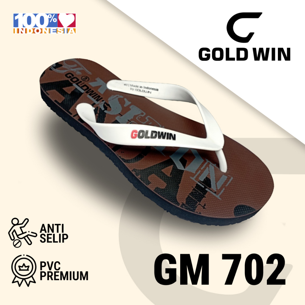 Sandal Jepit GOLDWIN GM 702 Cokelat Putih Anti Slip Premium Size 38–42