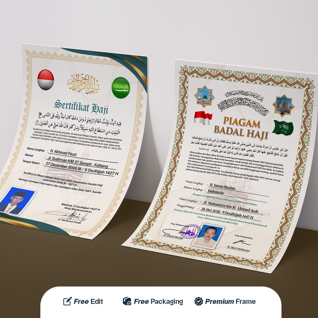 Desain Piagam Badal Haji & Umroh | Premium