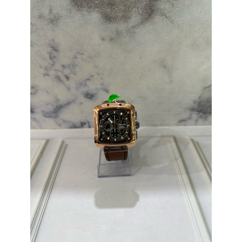 Jam Tangan Alexandre Christie Jarum (3030GC) Crono Persegi tali kulit Original