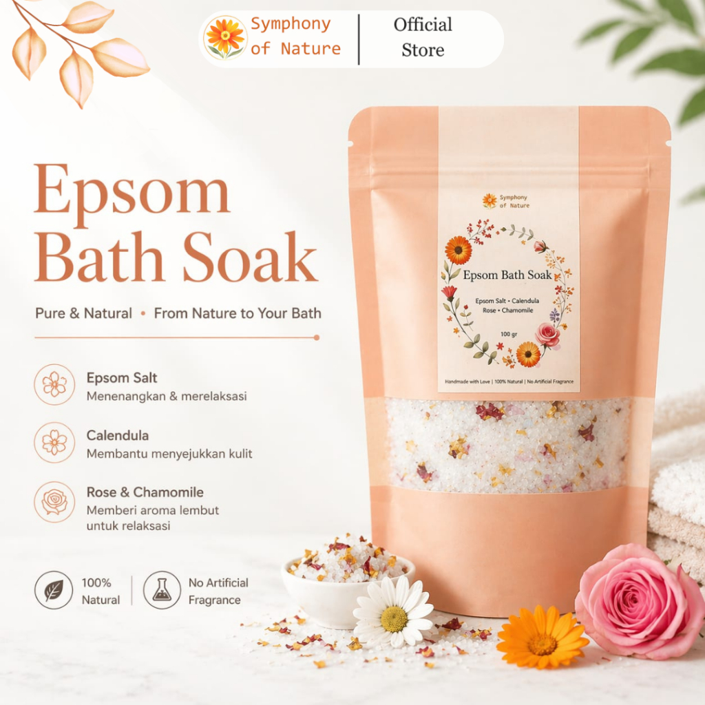 Epsom Bath Soak - epsom salt - garam epsom - garam mandi rendam kaki - natural - 100gr