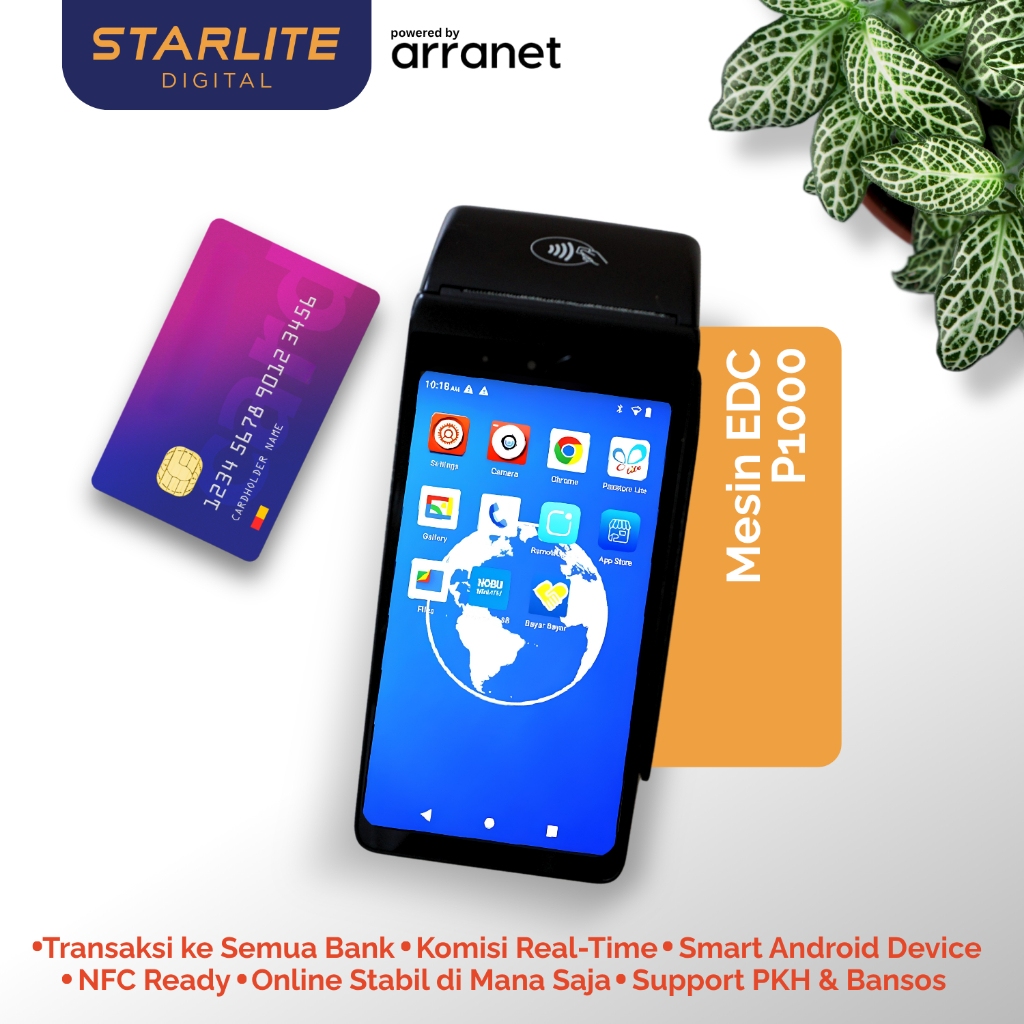 Starlite Digital Mesin EDC Android Smartpeak P1000 5 Inch Touchscreen | Bisa Semua Bank Mini ATM Por